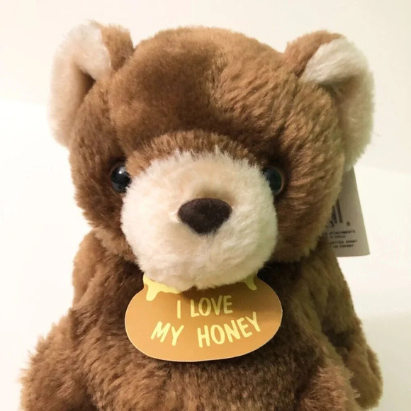 Vtg Russ Luv Pets I Love  My Honey Bear 6 Inch Tall Stuffed Animal Plush - Picture 15 of 16